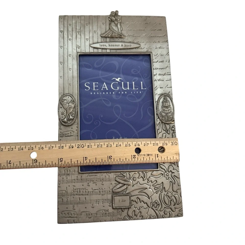 Seagull Fine Pewter Picture Frame 4x6 Wedding Theme I do Vintage Bridal